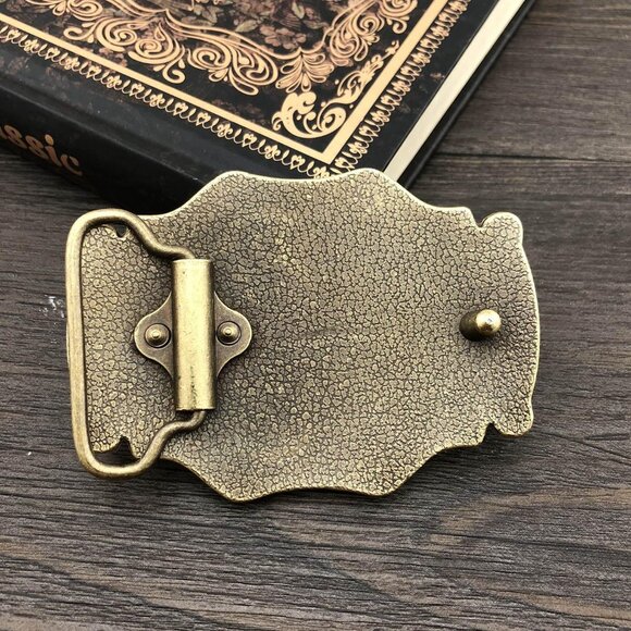 Men's Gold Imported QUKE Long Horn Bull Rodeo Western Cowboy Belt Buckles - Picture 4 of 4